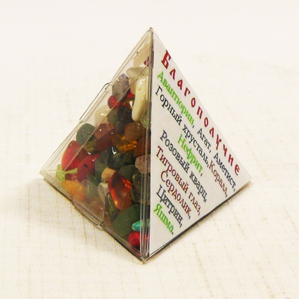 Пирамида Благополучия из самоцветов - 60х60х55 мм
