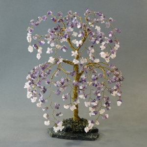 Глициния - Благородство - из аметиста и розового кварца - дерево счастья