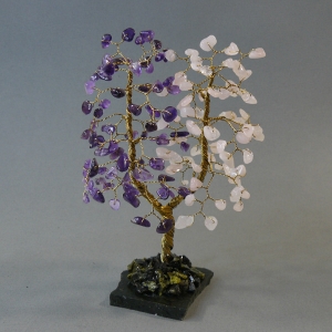 Дерево Любви из аметиста и розового кварца - дерево счастья