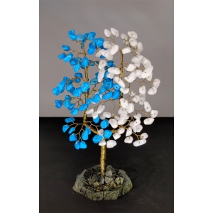 Дерево Любви из хаолита и агата белого - дерево счастья