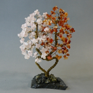 Дерево большой любви из сердолика и розового кварца - дерево счастья