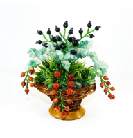 Букет смородина в корзинке - вкус жизни - из авантюрина, сердолика, агата - цветы из камня 