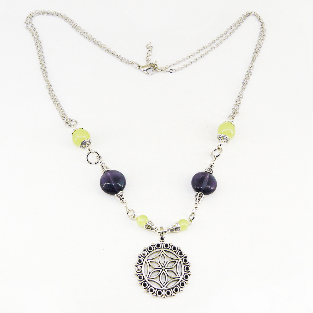 Бусы -Флорида- из флюорита и оникса - 60 см