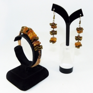 Комплект из дикого янтаря - браслет 18 см и серьги 6 см
