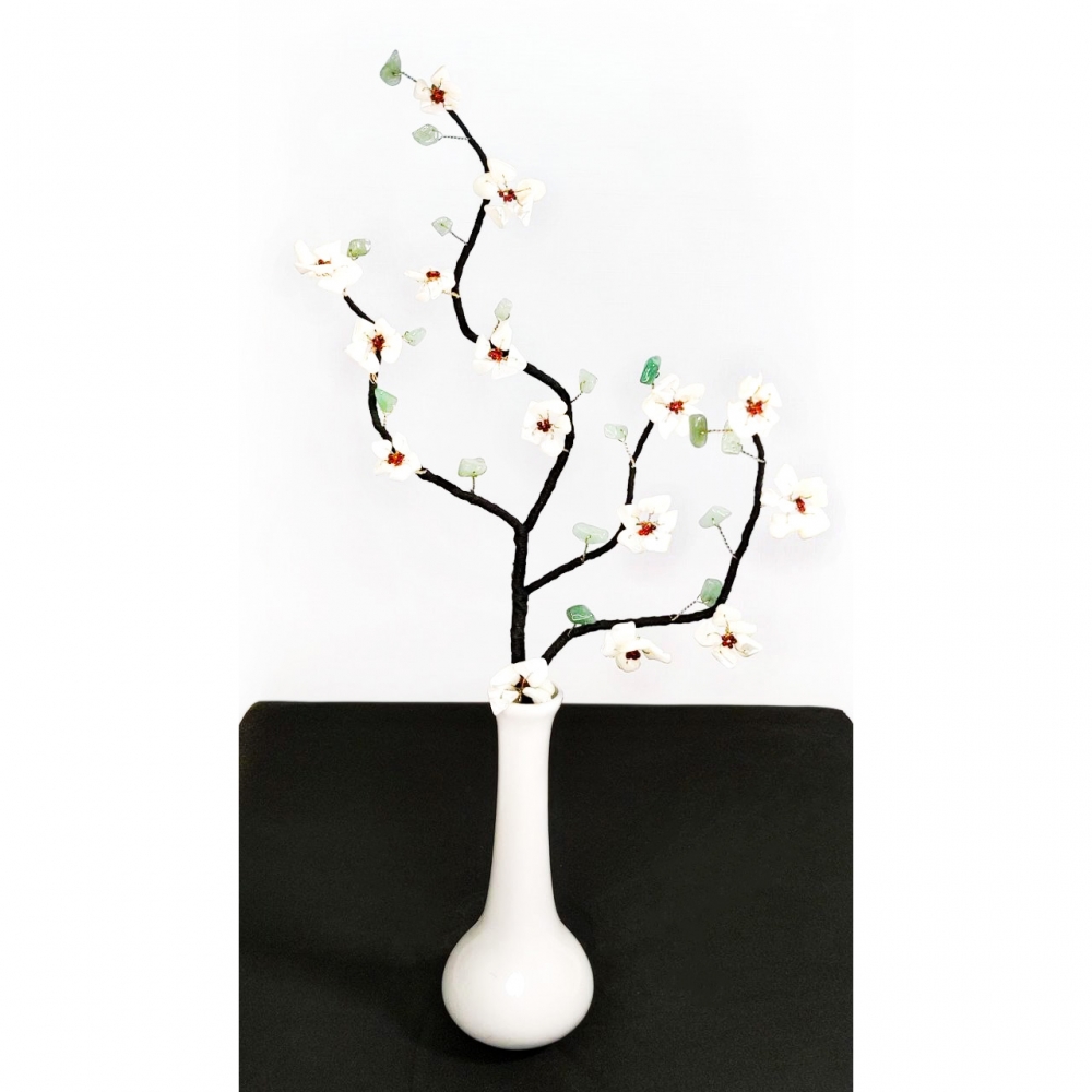 Цветущая ветка -Цветочный вальс- из перламутра и авантюрина - цветы из камня