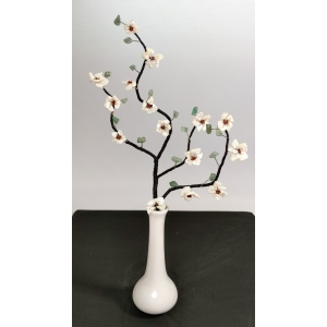 Цветущая ветка -Цветочный вальс- из перламутра и авантюрина - цветы из камня