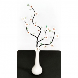 Цветущая ветка -Цветочный вальс- из перламутра и авантюрина - цветы из камня