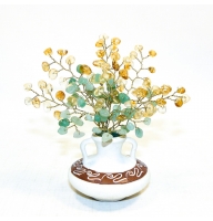 Букет мимозы из авантюрина и цитрина в вазе антик - цветы из камня
