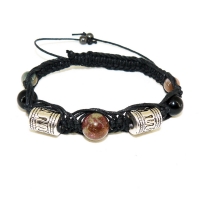 Браслет шамбала из гелиотропа, агата черного и гематита 17-19 см