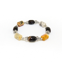 Браслет из яшмы и сардоникса на резинке 18 см