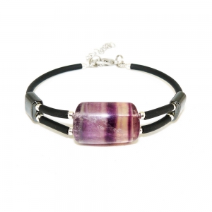 Браслет из флюорита и гематита на пружине 18 см