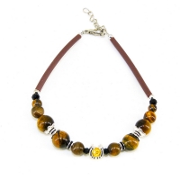 Браслет из тигрового глаза с подковой - 18-19 см
