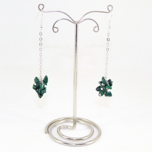 Серьги из малахита на цепи - длина 7 см