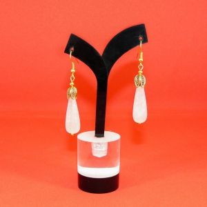 Серьги из розового кварца - 5,5 см