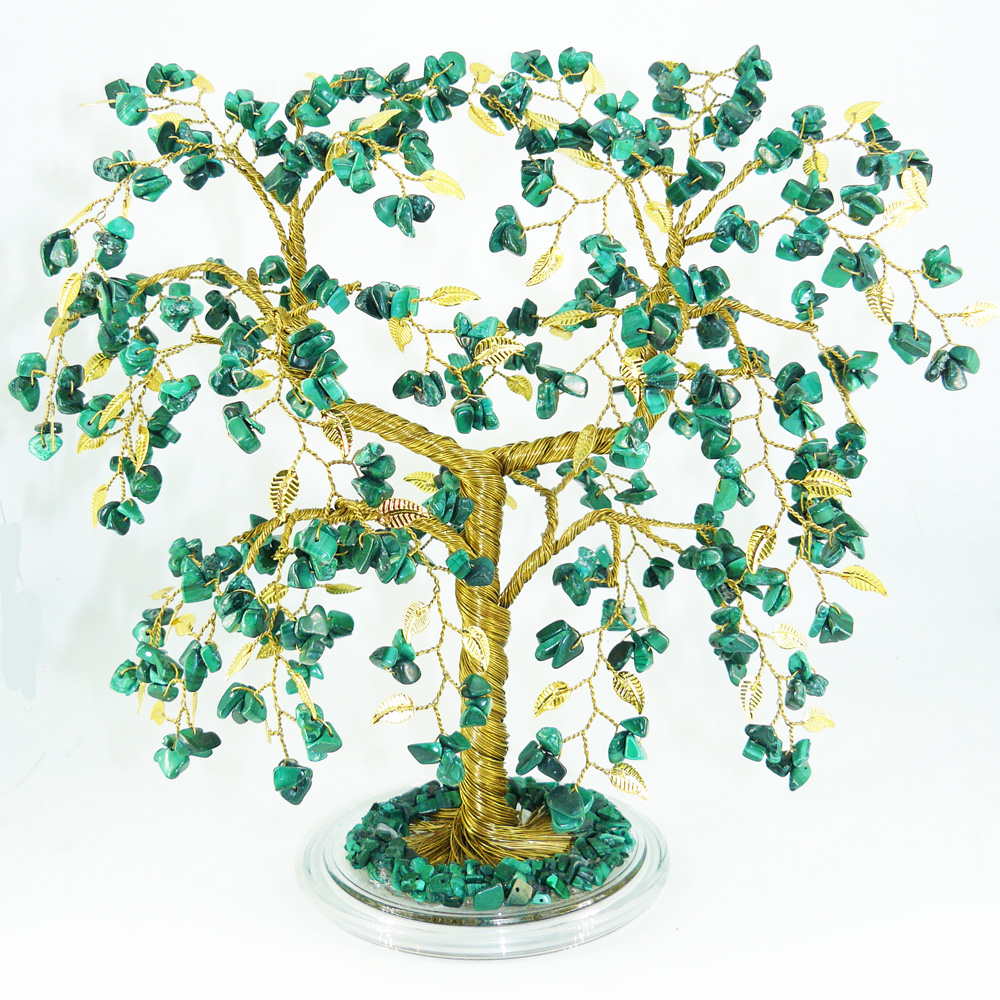 Малахитовое дерево с золотым листом - дерево счастья