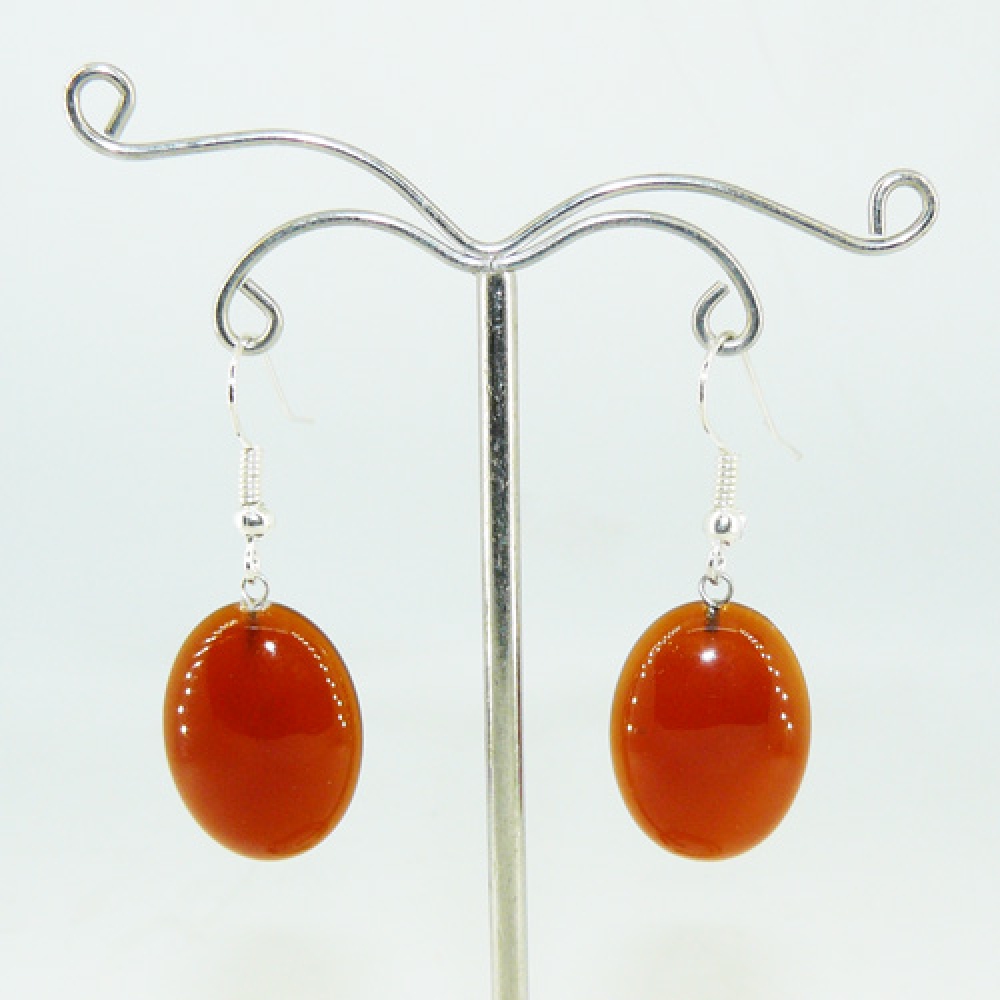Серьги из сердолика (кабошон) 15х20 мм - длина 4 см