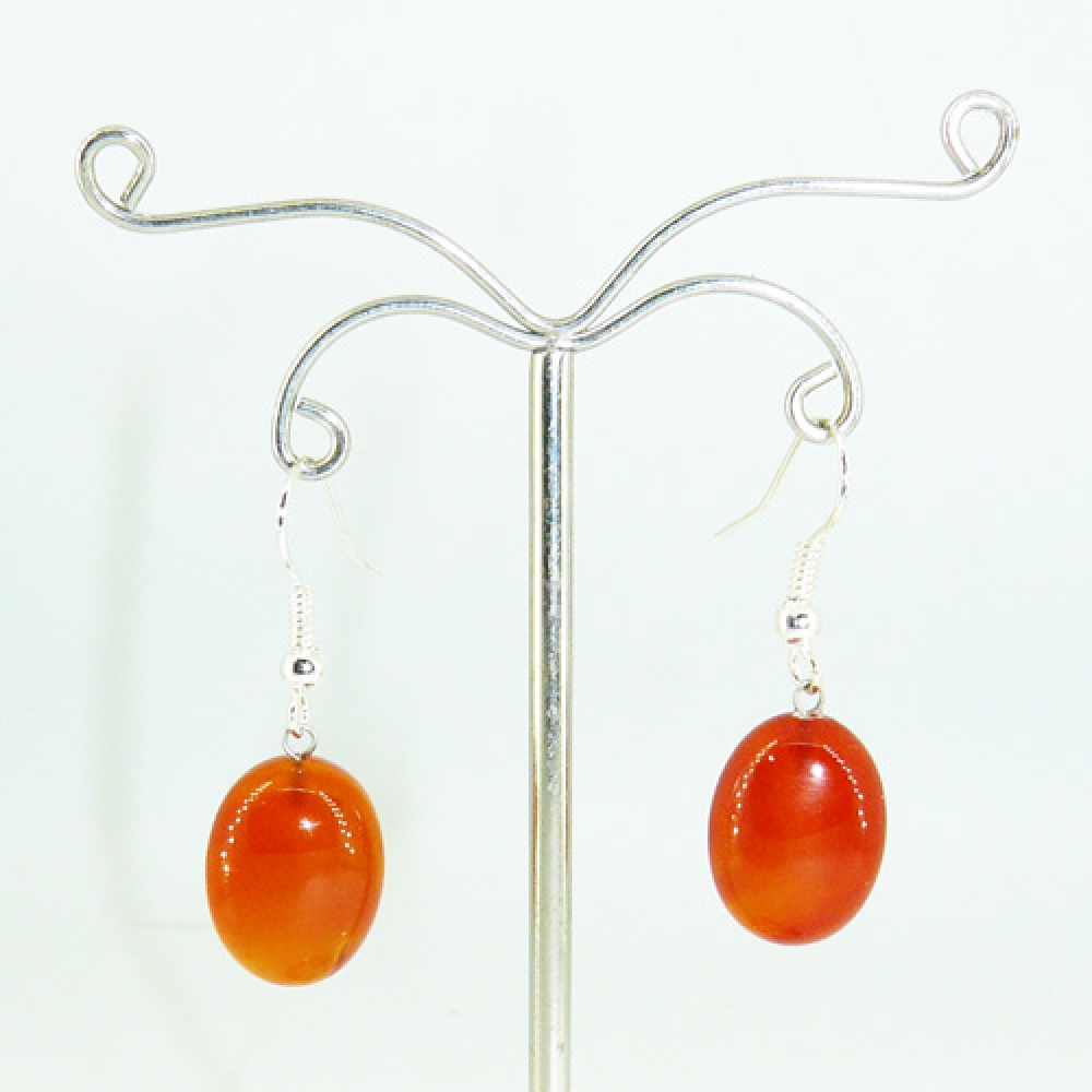 Серьги из сердолика (кабошон) 12х16 мм - длина 3.5 см