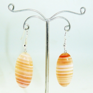 Серьги из сердоликового оникса (кабошон) 15х30 мм - длина 4.5 см